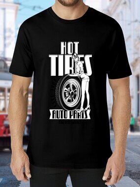 Hot Tires Auto Parts Graphic Tee - Black & White
